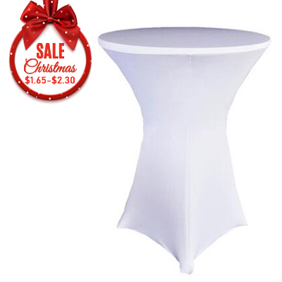 Φ80 x 110 white stretch spandex round cocktail table cloth covers for party wedding factory