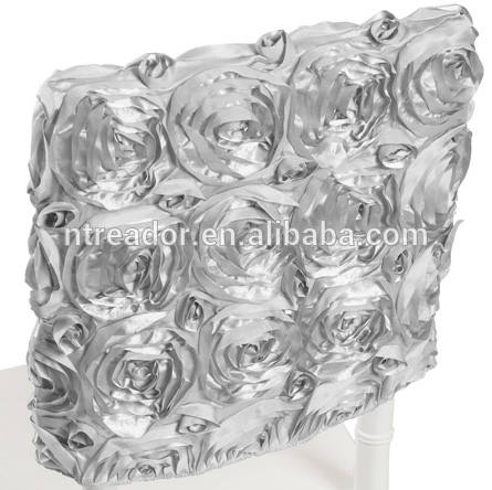 Polyester shining satin rosette chair cap chair hood for wedding decoration