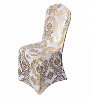 Gold Metallic Damask Spandex Banquet Chair Cover supplier