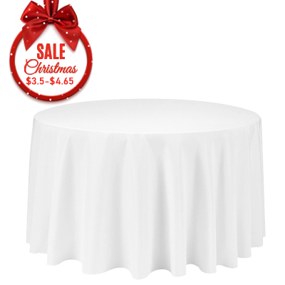 120R'' white round polyester table cloth wedding decoration