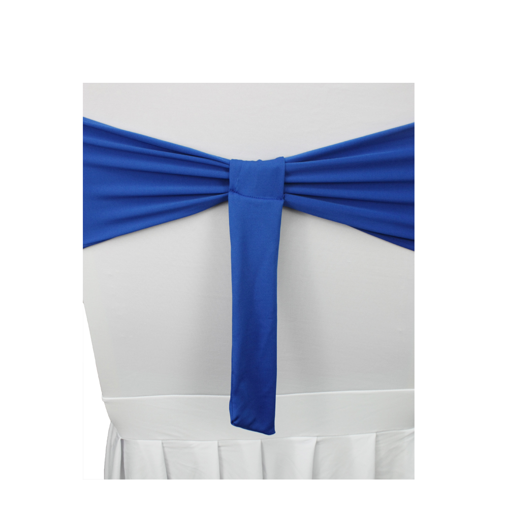 Wholesale Cheap Blue Spandex Satin Chair Sashes Bow For Banquet Party