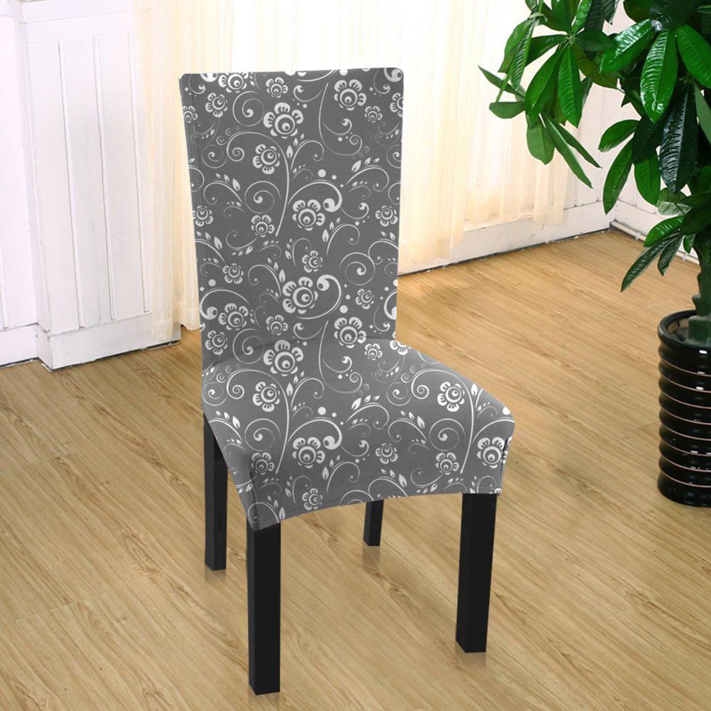 Spandex Fit Stretch Dining Room Chair Covers with Printed Pattern, Banquet Chair Seat Protector Slipcover for Home Party