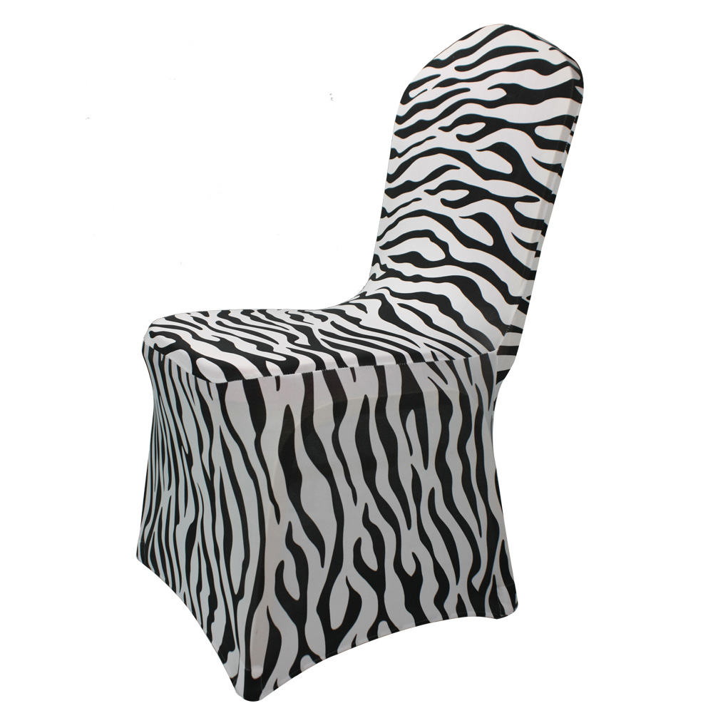 Wholesale luxury banquet wedding zebra print slipcovers chair covers spandex housse de chaise