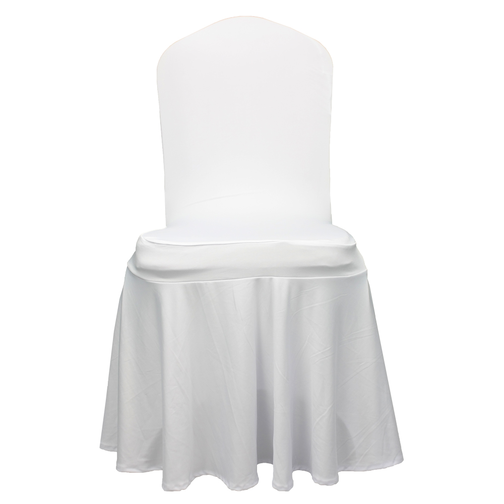 Wholesale polyester white stretch spandex ruffled banquet wedding chair cover